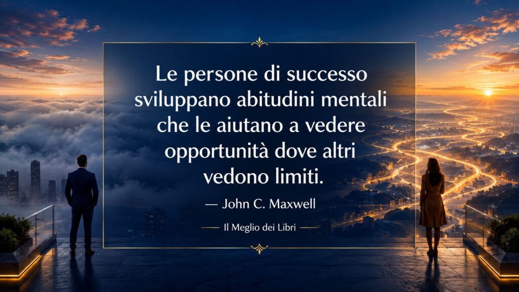 Rappresentazione simbolica ispirata a John C. Maxwell con due prospettive diverse sulla stessa realtà e frase sulla mentalità.