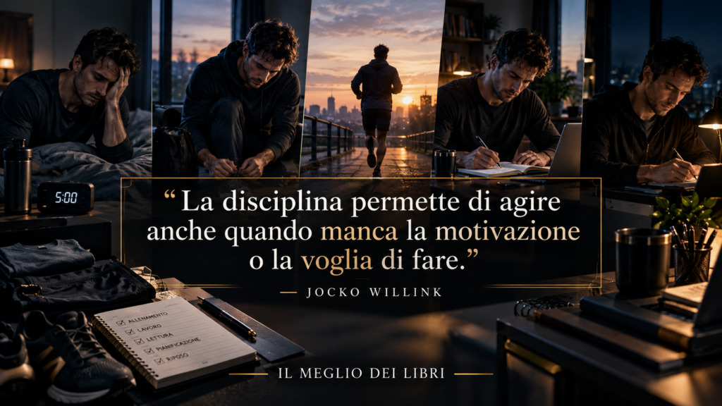 Ritratto simbolico ispirato a Jocko Willink sulla disciplina che permette di agire anche quando mancano motivazione e voglia di fare.