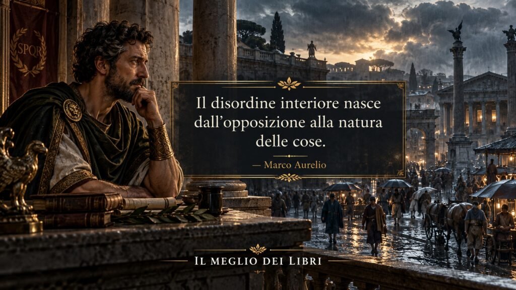 Ritratto simbolico ispirato a Marco Aurelio sull’accettazione della realtà e sulla capacità di mantenere equilibrio davanti a ciò che non possiamo controllare.