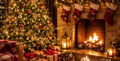 Ritratto di una scena natalizia calda e accogliente, con luci soffuse e atmosfera intima che richiama il significato profondo del Natale – Il Meglio dei Libri