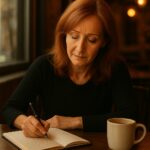 J.K. Rowling che scrive nei caffè di Edimburgo durante i suoi anni più difficili.