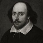 Ritratto in bianco e nero di William Shakespeare, autore e drammaturgo inglese, raffigurato a mezzo busto con sguardo intenso e abiti elisabettiani, simbolo della creatività letteraria e dell’arte poetica – Il Meglio dei Libri