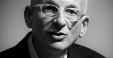 Ritratto in bianco e nero di Seth Godin, autore e imprenditore statunitense, noto per le sue frasi su marketing, creativitร , leadership e cambiamento โ Il Meglio dei Libri
