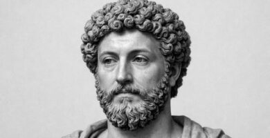 Ritratto di Marco Aurelio, imperatore romano e filosofo stoico, noto per le sue frasi su autocontrollo, virtù, dovere e serenità interiore – Il Meglio dei Libri