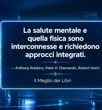 Ritratto simbolico ispirato a Anthony Robbins, Peter H. Diamandis e Robert Hariri con connessione tra mente, corpo e salute integrata.