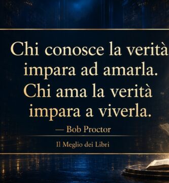 Ritratto simbolico ispirato a Bob Proctor con atmosfera spirituale e frase su verità, consapevolezza e trasformazione personale.