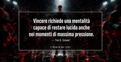 Ritratto simbolico ispirato a Tim Grover con atmosfera intensa e frase sulla lucidità mentale sotto pressione.