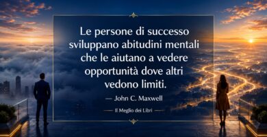 Rappresentazione simbolica ispirata a John C. Maxwell con due prospettive diverse sulla stessa realtà e frase sulla mentalità.