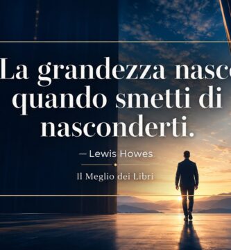 Rappresentazione simbolica ispirata a Lewis Howes con una persona che esce dall'ombra verso la luce.