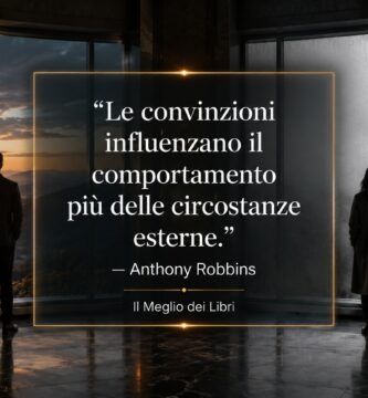 Rappresentazione simbolica ispirata ad Anthony Robbins con due persone che osservano la stessa realtร attraverso prospettive diverse.