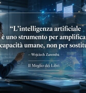 Ritratto simbolico della collaborazione tra una persona e l'intelligenza artificiale ispirato al pensiero di Wojciech Zaremba.