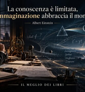 Ritratto simbolico ispirato ad Albert Einstein e alla sua riflessione sulla conoscenza limitata e sulla capacità dell’immaginazione di abbracciare il mondo.
